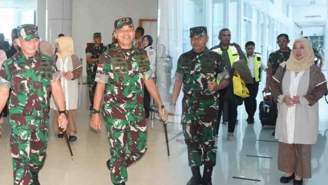 
					Danrem 133/NW Brigjen TNI Hardo Toga Sambut Kedatangan Pangdam XIII/Merdeka Mayjen TNI Suhardi di Gorontalo