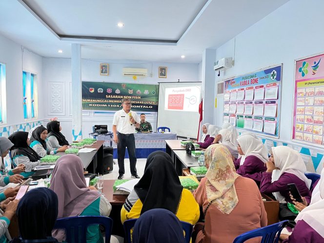 
					Satgas TMMD Ke-125 Kodim 1304/Gorontalo Gelar Penyuluhan Pencegahan Stunting dan DBD   