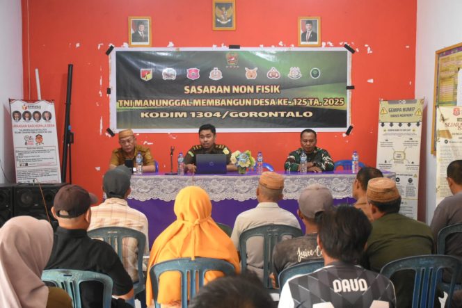 
					Satgas TMMD Ke-125 Kodim 1304/Gorontalo Gelar Penyuluhan Hukum kepada Masyarakat Desa Molotabu   
