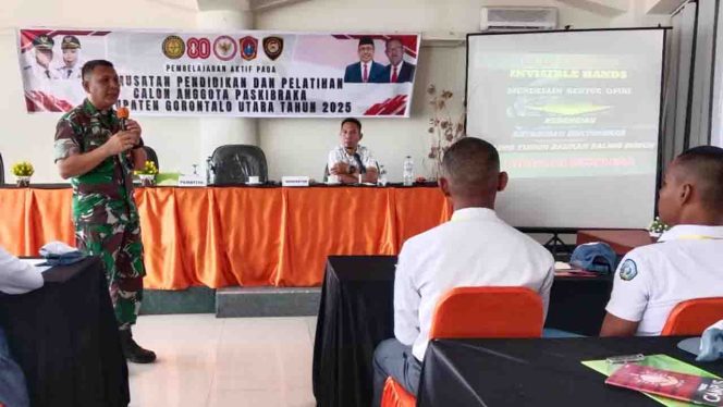 
					Dandim 1314/Gorut Tekankan Kewaspadaan Nasional di TC Paskibraka 2025